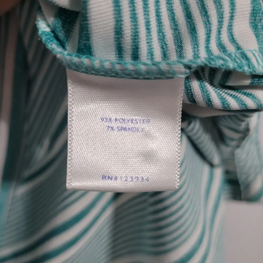 Southern Tide Short Sleeve Striped Polo men's size M Teal White Outdoor Coastal